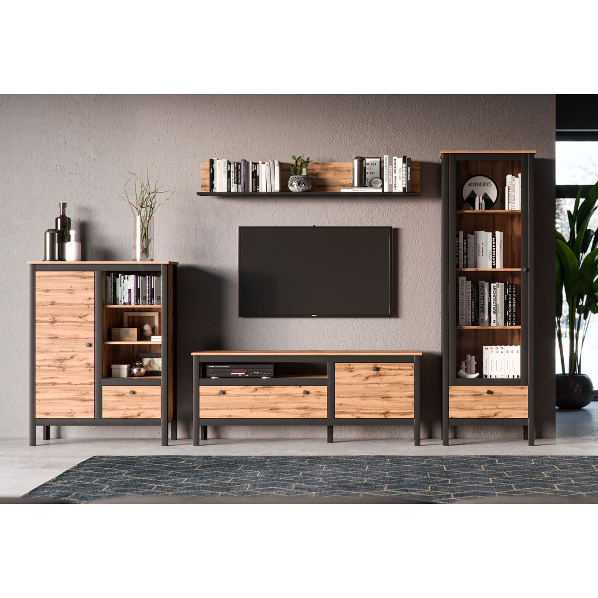 Obývací sestava 3.0 m dub wotan / černý Loft
Obývací sestava 3.0 m dub wotan / černý Loft