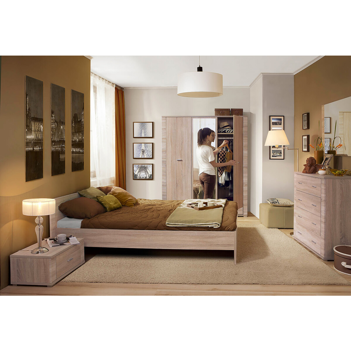 Ložnicová sestava 3D dub sonoma Gress 
Ložnicová sestava 3D dub sonoma Gress