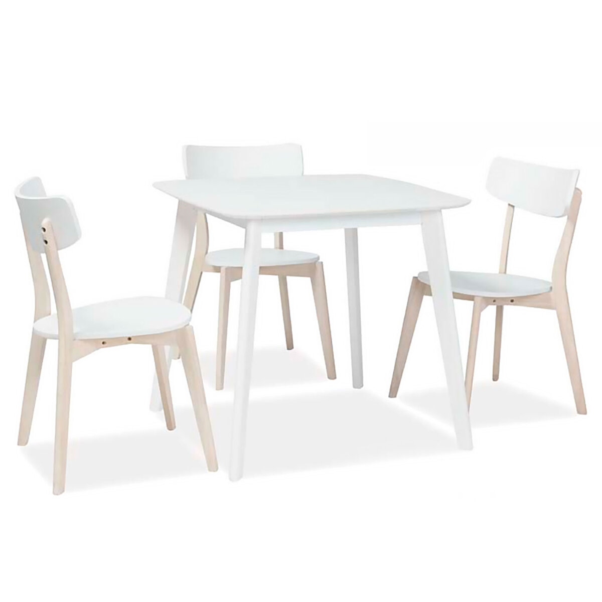 Stůl Sigma 80x80 bílý + 3 židle Tibi bělený dub / bílý
Stůl Sigma 80x80 bílý + 3 židle Tibi bělený dub / bílý