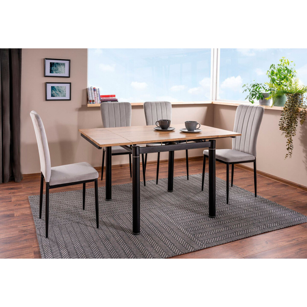 Stůl GD-082 80(131)x80 dub artisan + 4 židle H-733 šedý Gandar 06 / matná černá kov
Stůl GD-082 80(131)x80 dub artisan + 4 židle H-733 šedý Gandar 06 / matná černá kov