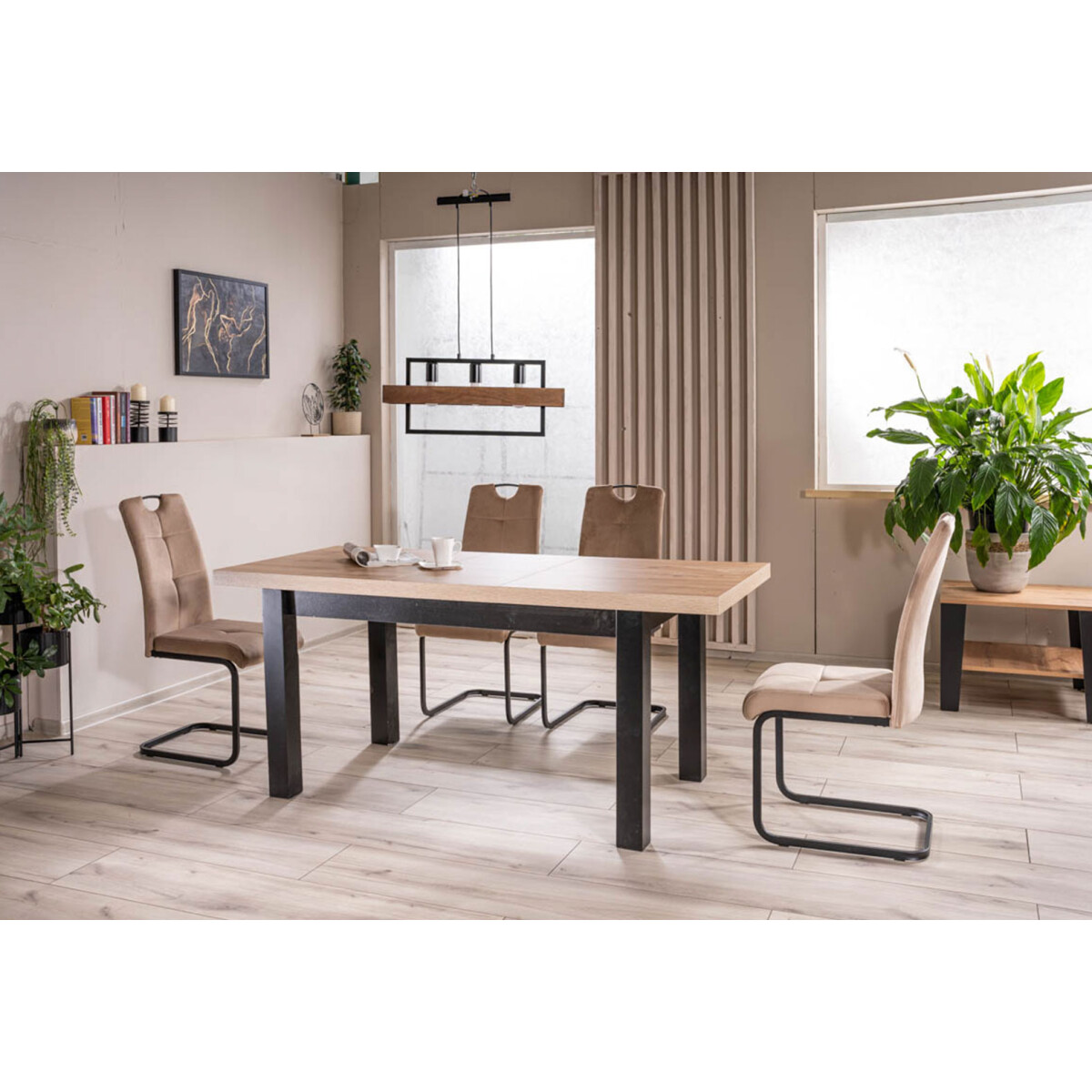 Stůl Presto 140(140+39+39)x80 czarny + 4 židle Axo Velvet béžový Bluvel 28
Stůl Presto 140(140+39+39)x80 czarny + 4 židle Axo Velvet béžový Bluvel 28