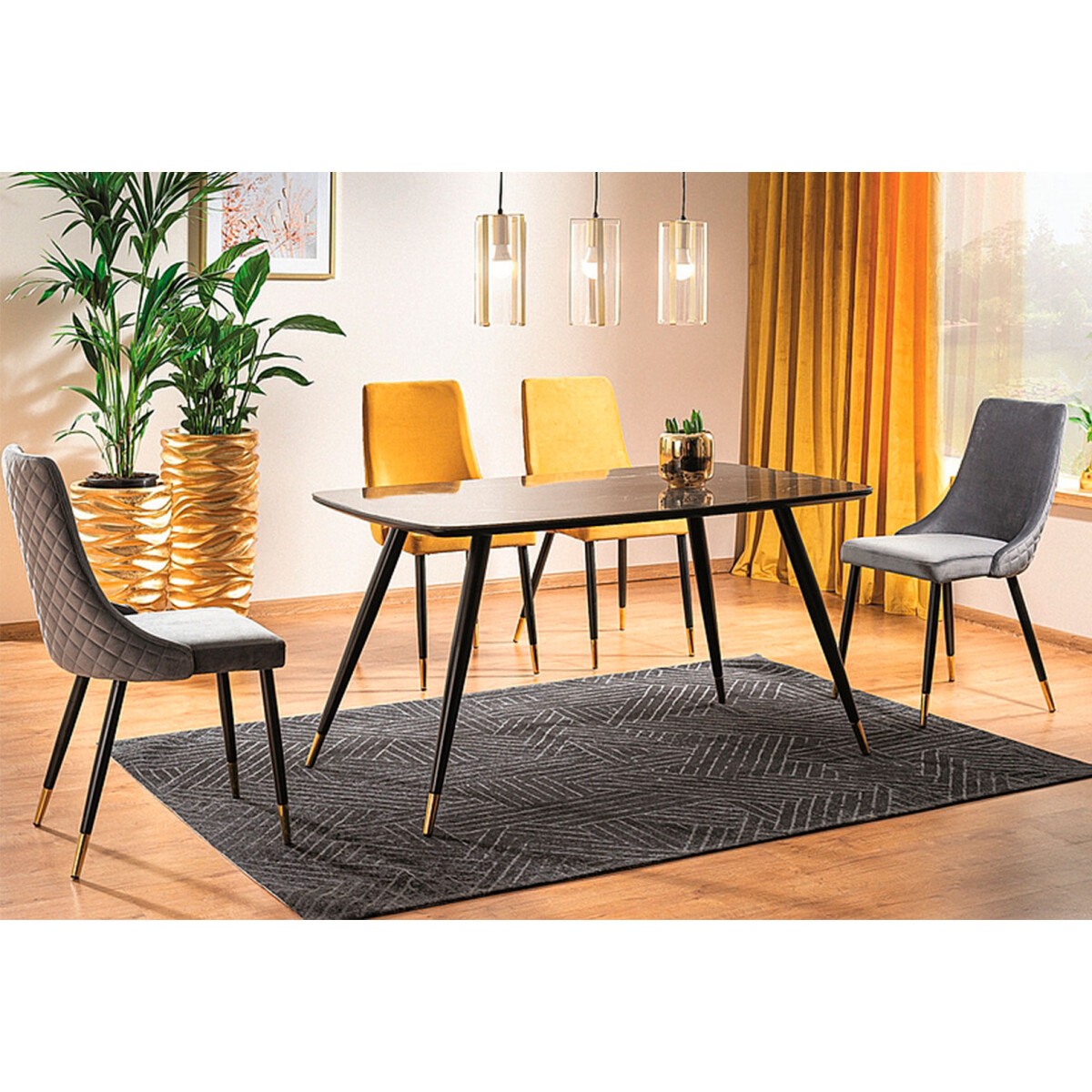 Stůl Cyryl I 140 + 4 židle Piano Velvet kari / šedý
Stůl Cyryl I 140 + 4 židle Piano Velvet kari / šedý