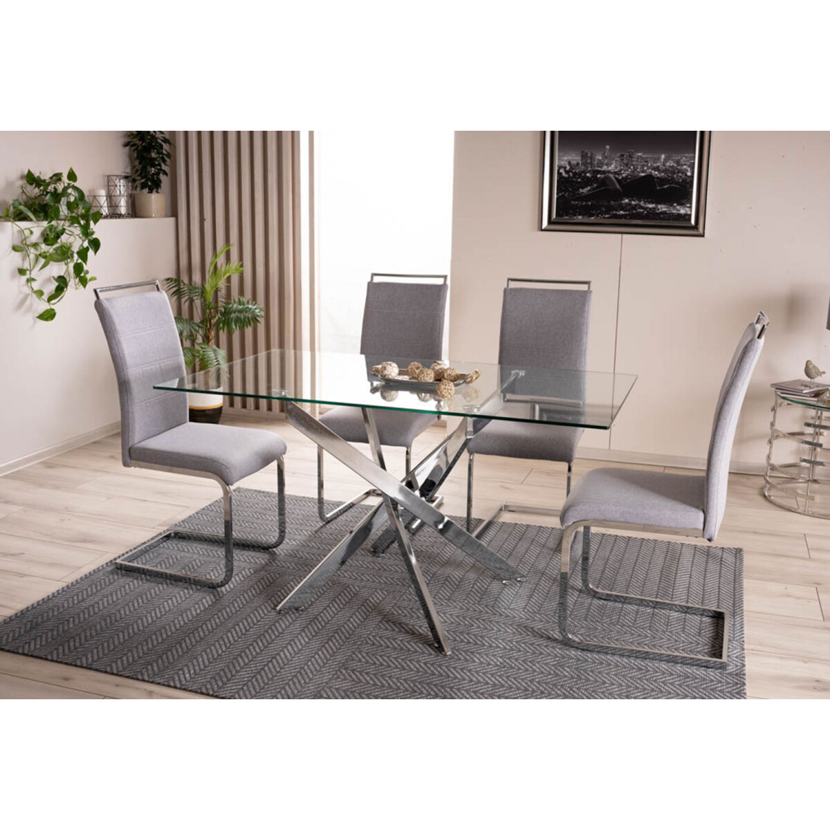 Stůl Agis II 140x80 transparentní + 4 židle H-441 šedý 97 / Chrome
Stůl Agis II 140x80 transparentní + 4 židle H-441 šedý 97 / Chrome