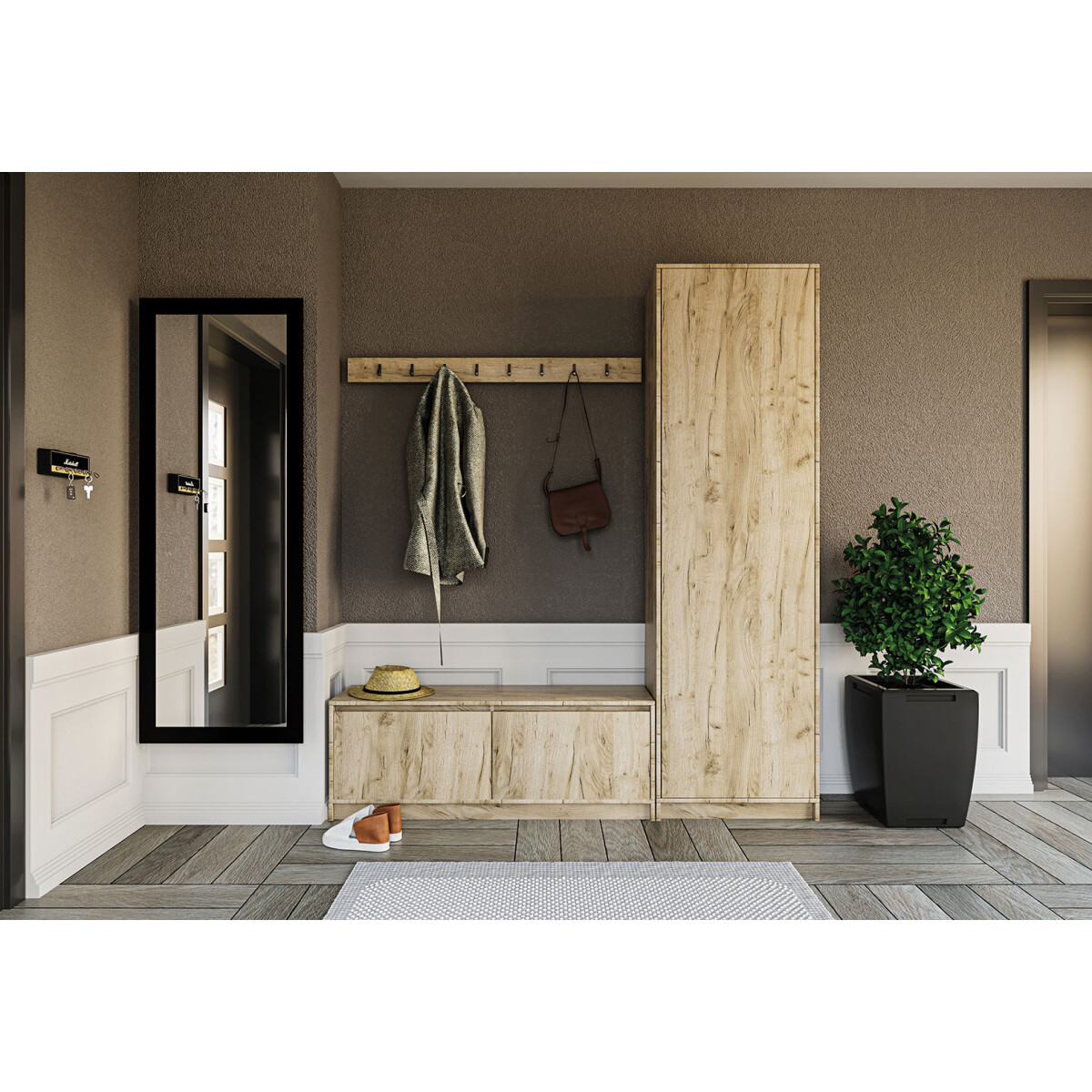 Předsíňová sestava Sara 180 cm Dub kraft šedý 
Předsíňová sestava Sara 180 cm Dub kraft šedý