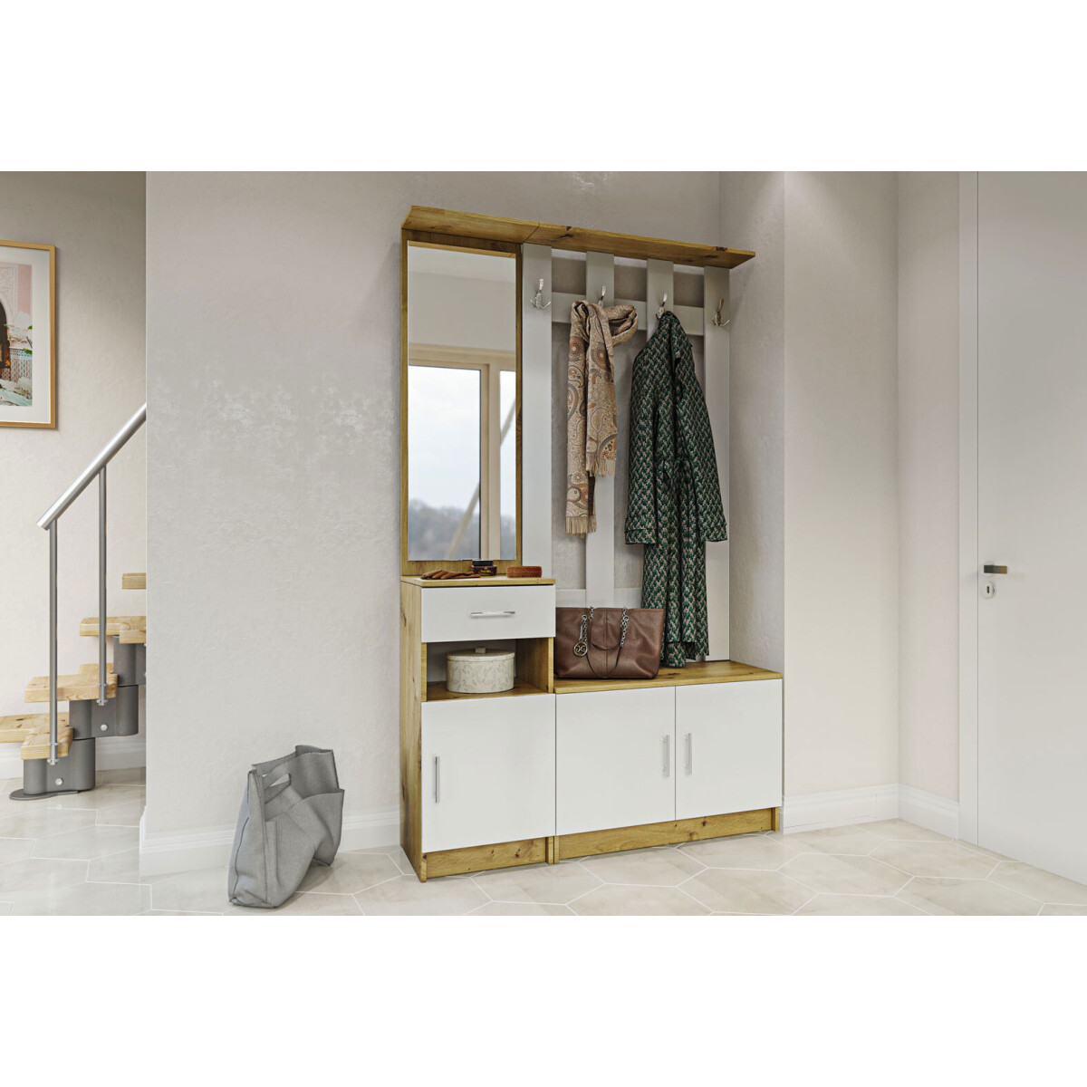 Předsíňová sestava 1.2 dub artisan / nymphaea alba Série do předsíně Stephanie
Předsíňová sestava 1.2 dub artisan / nymphaea alba Série do předsíně Stephanie