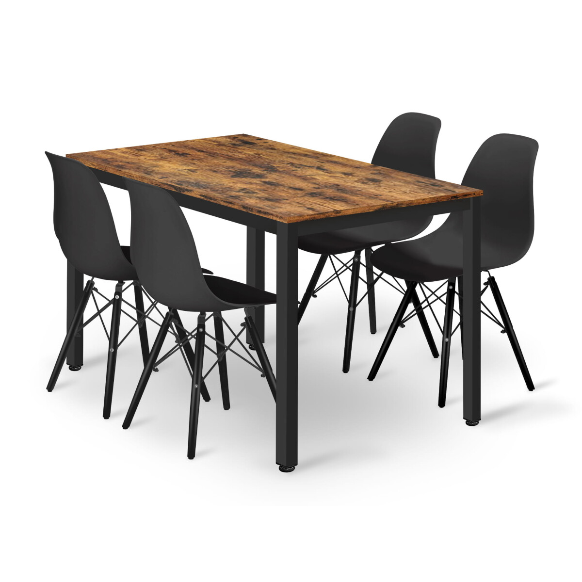 Sada obdélníkový stůl TESSA 120x60 rustikální + 4 židle OSAKA černé
Sada obdélníkový stůl TESSA 120x60 rustikální + 4 židle OSAKA černé