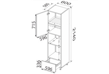 Fotografie Skříňka 60PDM1SHX/2140 trouba + mikrovlnná trouba Pro Blum+Hettich