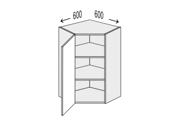 Vrchní roh 45°/720 (600x600) 1 dvířka levý