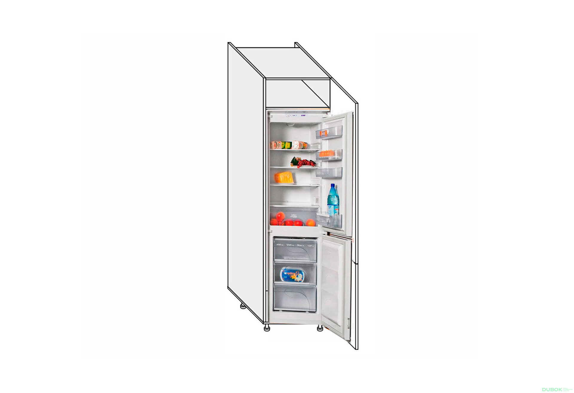 Fotografie 1 - Skříňka 60PХ/2140 chladnička Pro Blum pravá Millenium Premium
