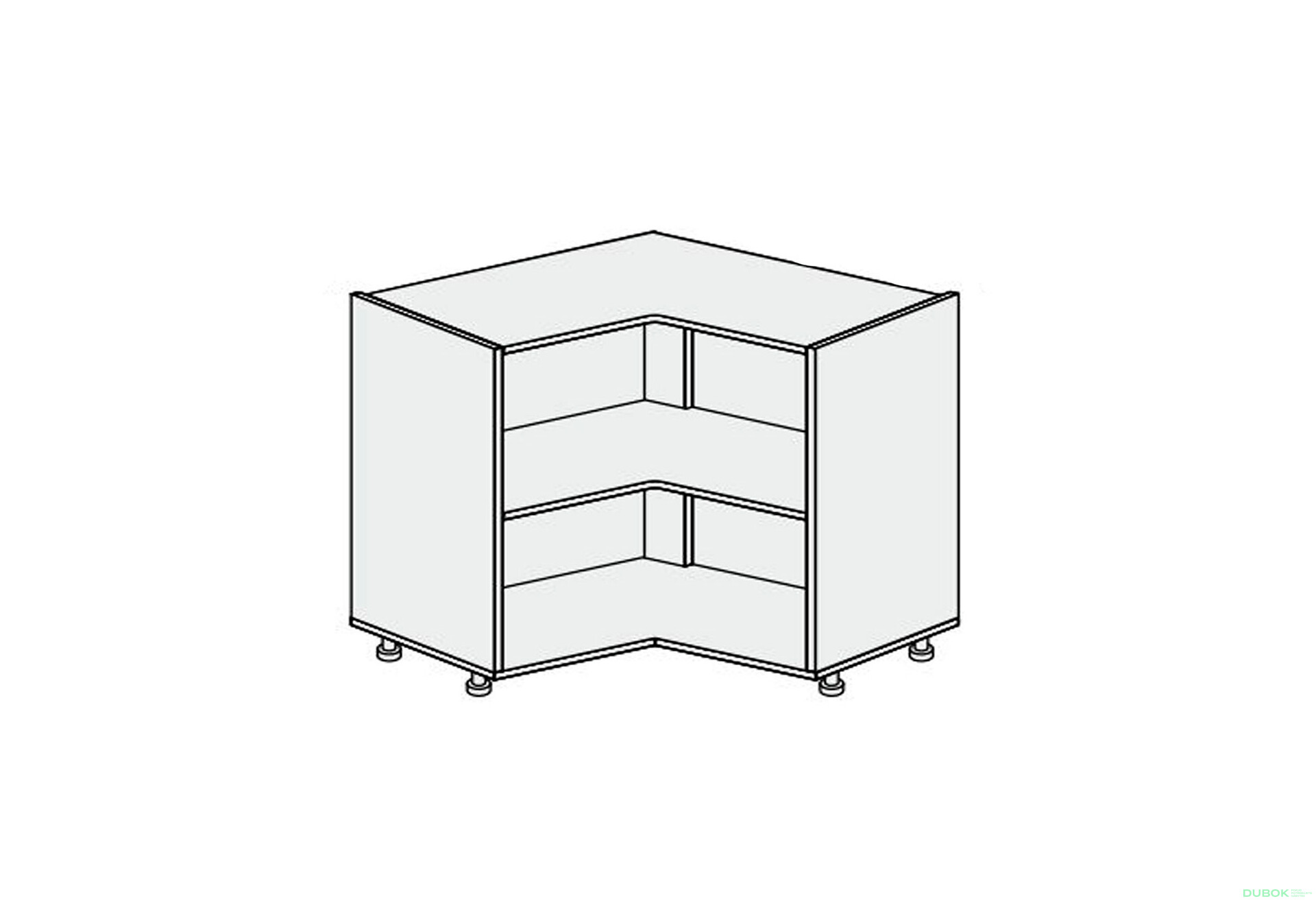 Fotografie 1 - Korpus KutN 90° 2dv 1050x1050 Pro Blum 820mm