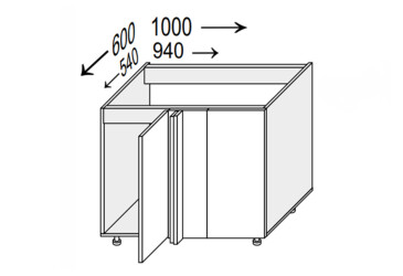 Spodní roh N 90°/820x1000x600 1dveře