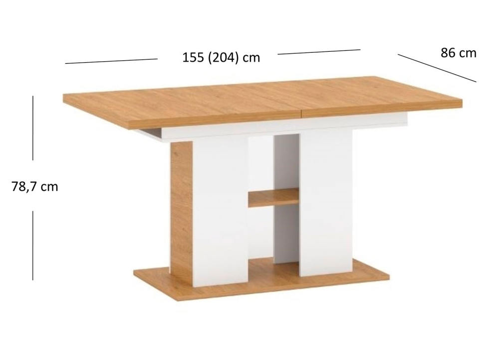 Rozkládací stůl 155/204 bílý mat Adam - další fotografie