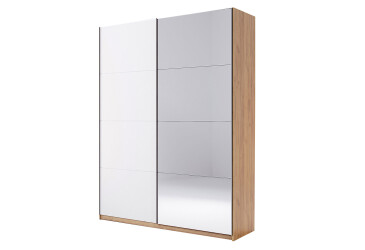 Skříň s posuvnými dveřmi 2,0x2,4m (Dveře Lesklé Bílé/Zrcadlo) série N Asti