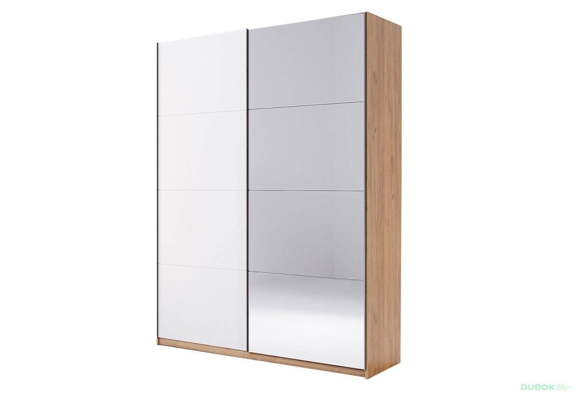 Skříň s posuvnými dveřmi 2,0x2,4m (Dveře Lesklé Bílé/Zrcadlo) série N Asti