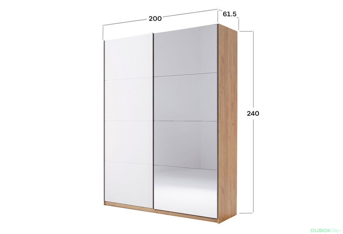 Fotografie 5 - Skříň s posuvnými dveřmi 2,0x2,4m (Dveře Lesklé Bílé/Zrcadlo) série N Asti