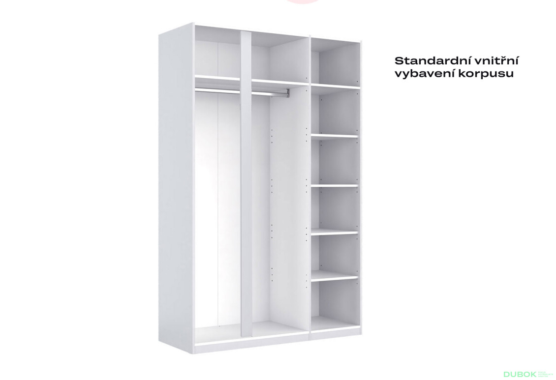 Fotografie 6 - Skříň 3dveřová Bez zrcadel Super Mat Bílá Tibo