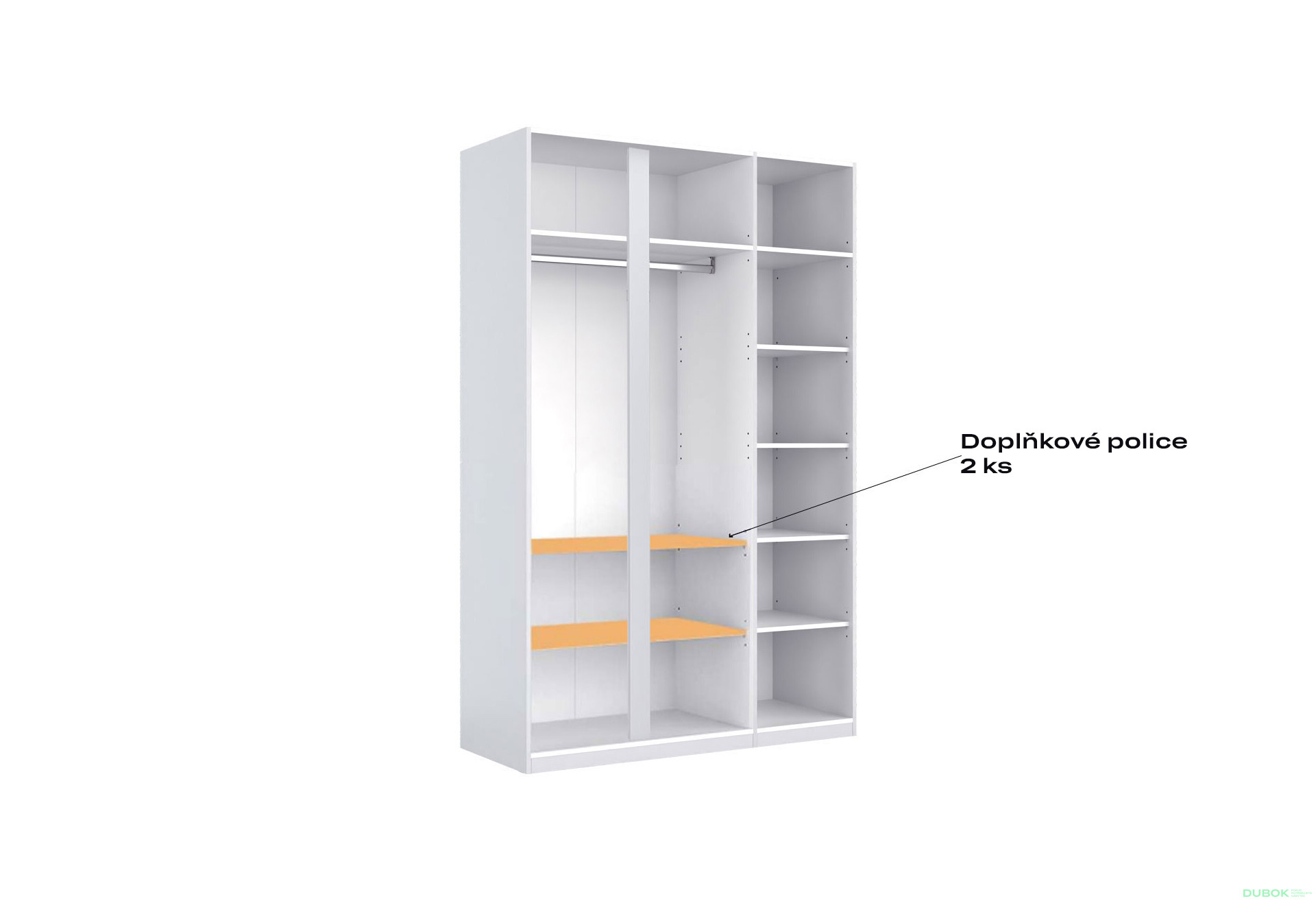 Fotografie 7 - Skříň 3dveřová Bez zrcadel Super Mat Bílá Tibo