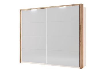 Záclonová tyč s osvětlením ke skříni s posuvnými dveřmi 2.5x2.1 m, Lava / dub kraft Luna