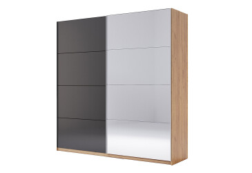 Skříň s posuvnými dveřmi 2,0x2,1m (Dveře Mat Láva/Zrcadlo), série N Luna