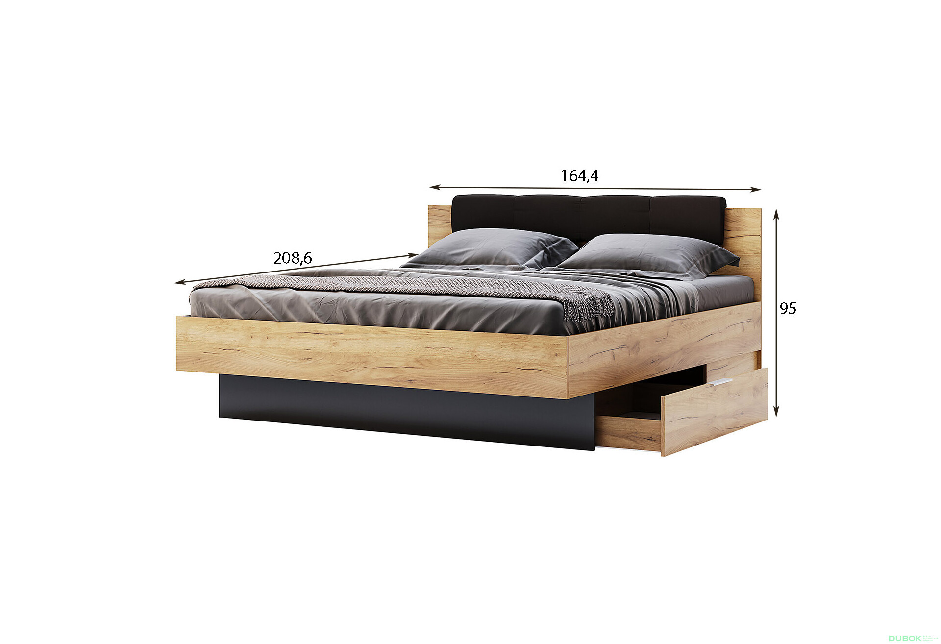 Fotografie 6 - Postel s úložným prostorem a matrací Sofie New 160x200, měkké čelo s zásuvkami (bez rámu)