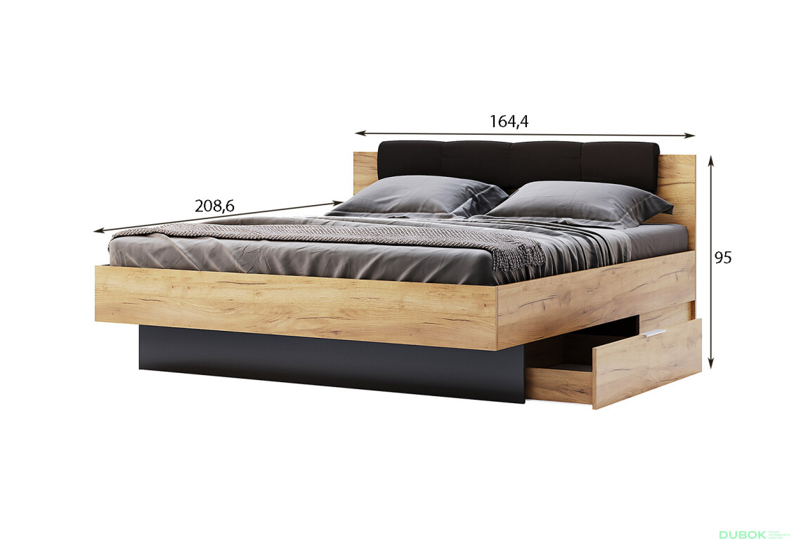 Fotografie 6 - Postel s úložným prostorem a matrací Sofie New 160x200, měkké čelo s zásuvkami (bez rámu)