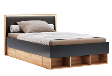 Postel Junior 1,2x2,0 s šuplíky Lava / dub kraft Luna