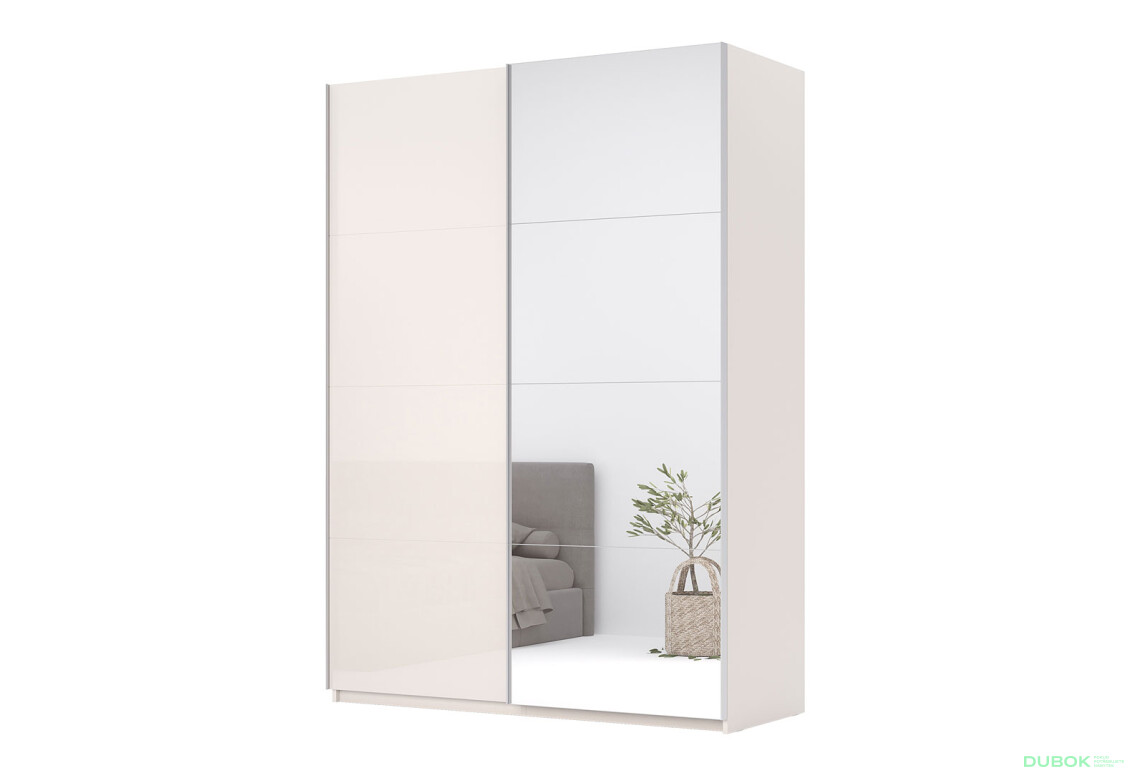 Skříň s posuvnými dveřmi 2.0x2.4m (Dveře Lesklý Kašmír/Zrcadlo), série N Lily