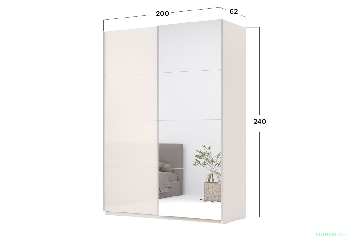 Fotografie 3 - Skříň s posuvnými dveřmi 2.0x2.4m (Dveře Lesklý Kašmír/Zrcadlo), série N Lily