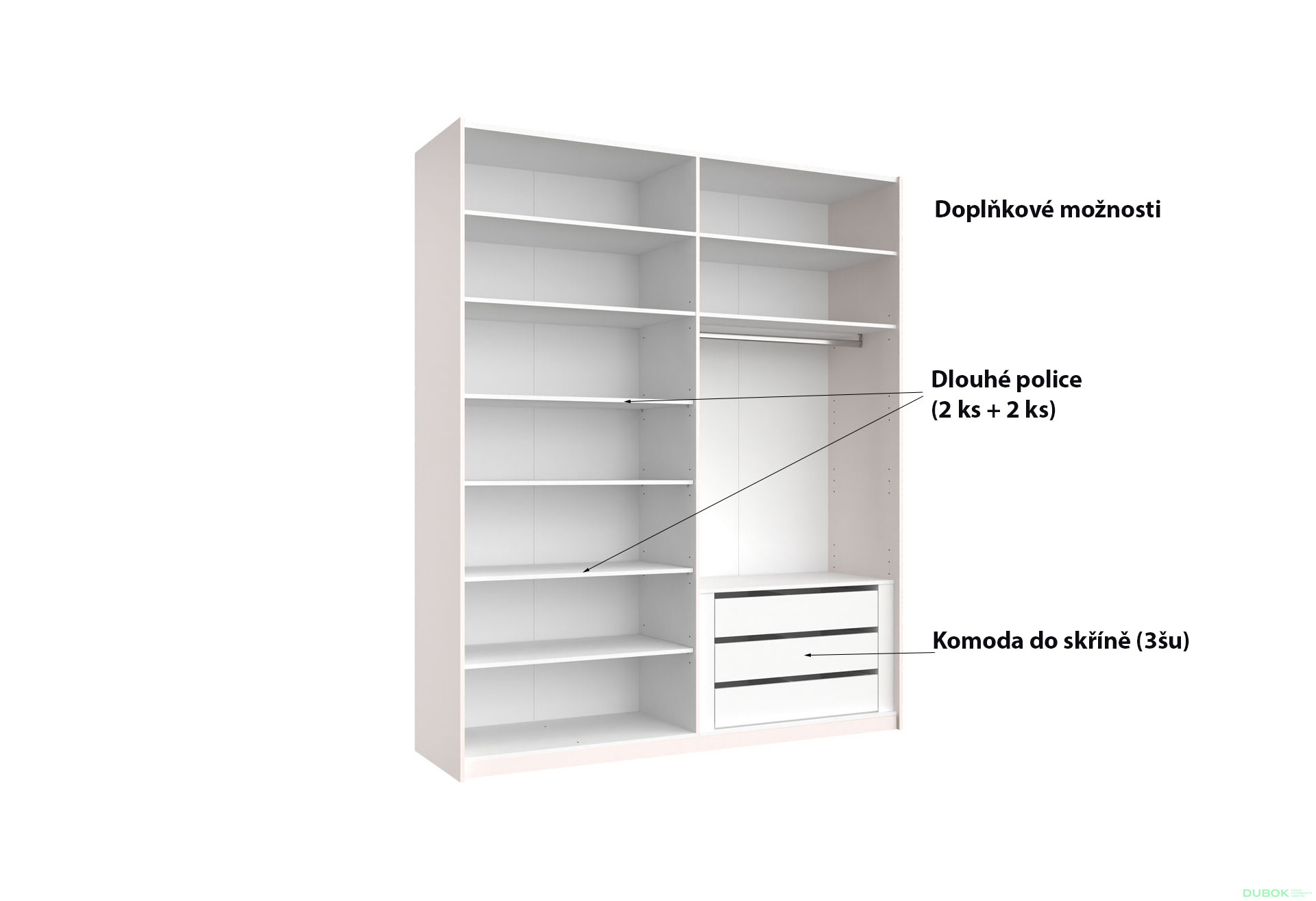 Fotografie 8 - Skříň s posuvnými dveřmi 2.0x2.4m (Dveře Lesklý Kašmír/Zrcadlo), série N Lily