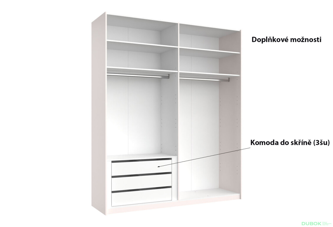 Fotografie 11 - Skříň s posuvnými dveřmi 2.0x2.4m (Dveře Lesklý Kašmír/Zrcadlo), série N Lily