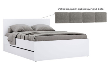 Fotografie Možnost Měkká část postele 1,6x2,0 s šuplíky bez rámu