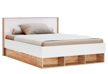 Postel Junior 1,2×2,0 s šuplíky, dub kraft / bílá Asti