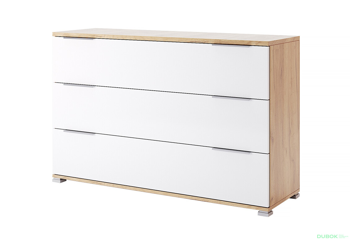 Komoda 3Š dub craft / bílý Asti