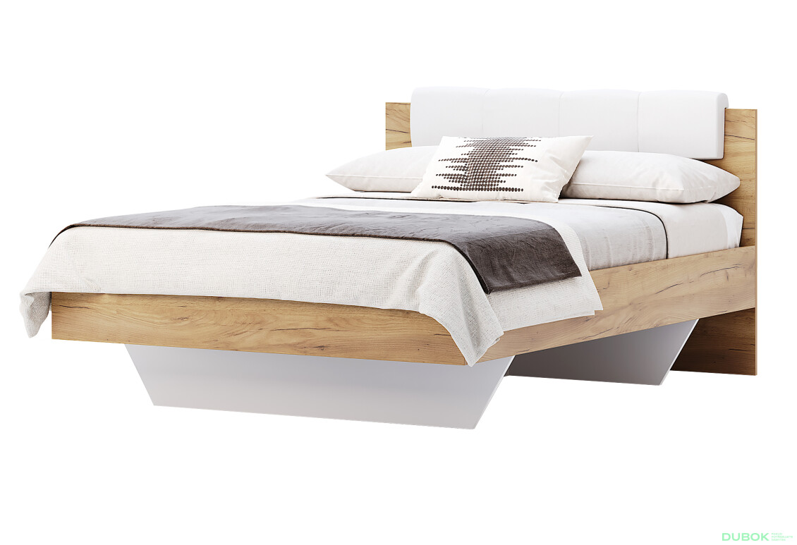 Postel 180x200 měkké čelo dub craft / bílý Asti
