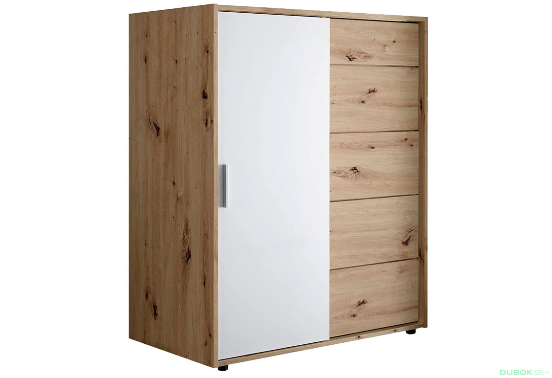 Komoda Case 1dv 5šx (Bílá / Dub artisan)