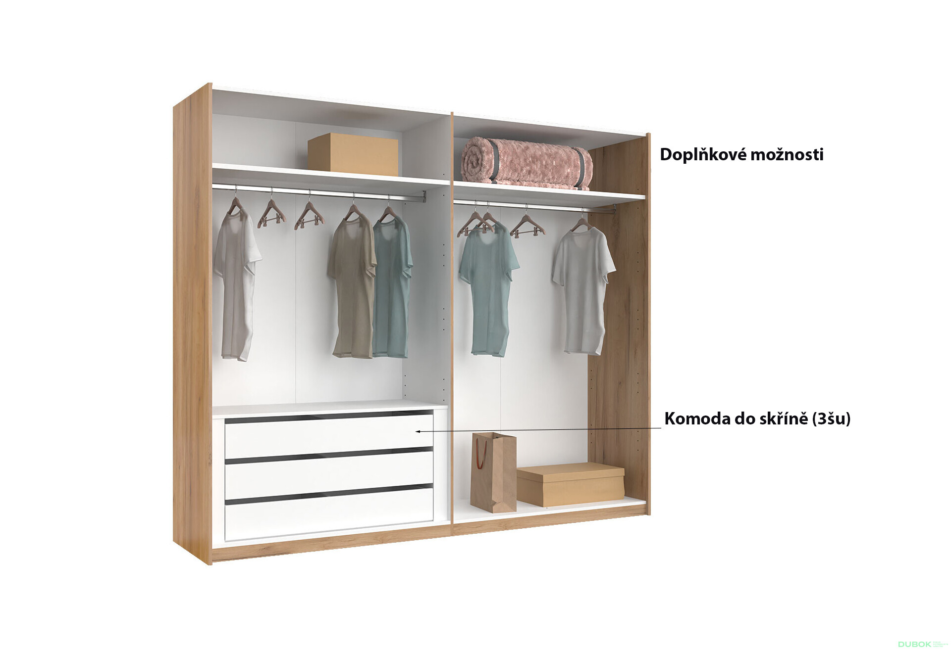 Fotografie 8 - Skříň s posuvnými dveřmi 2.5x2.1 Mat Láva/Dub Kraft, série N Ramona