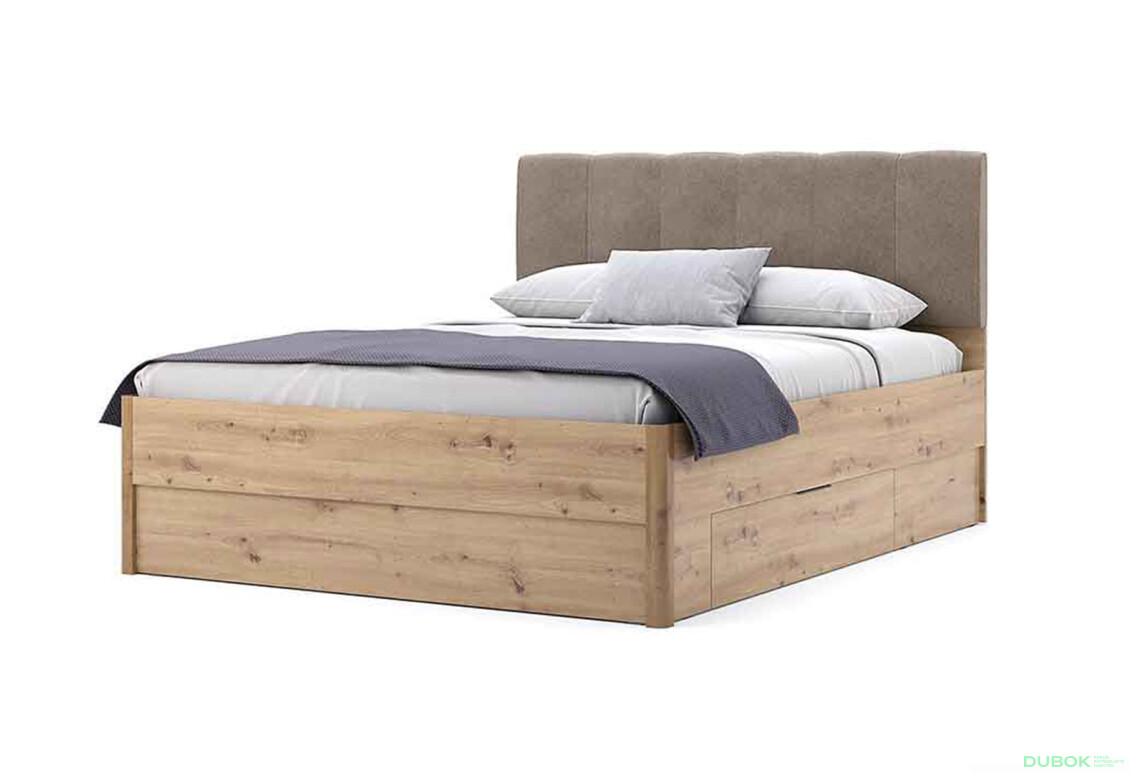 Postel 1,8x2,0 s šuplíky bez rámu, dub artisan Teddy