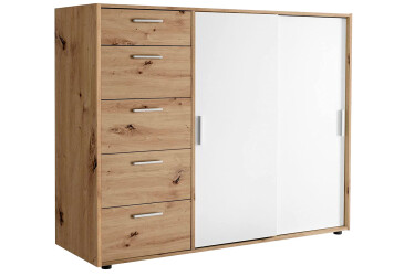 Komoda Case 2dv 5šx (Bílá / Dub artisan)