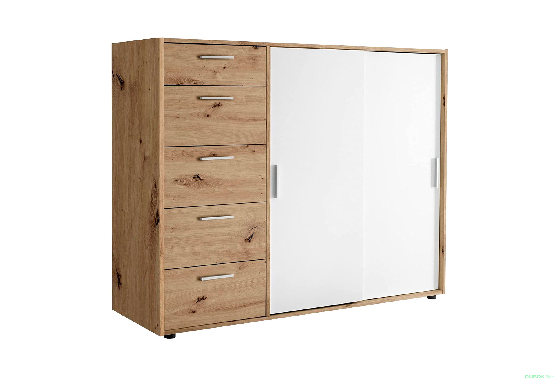 Fotografie 1 - Komoda Case 2dv 5šx (Bílá / Dub artisan)