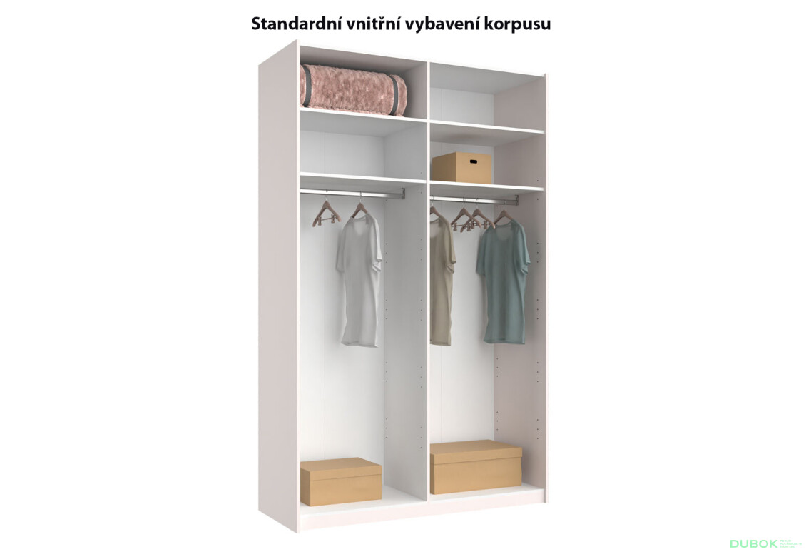Fotografie 5 - Skříň s posuvnými dveřmi Lili 1,5x2,4m (Dveře Lesklý Kašmír/Zrcadlo), série N Lily