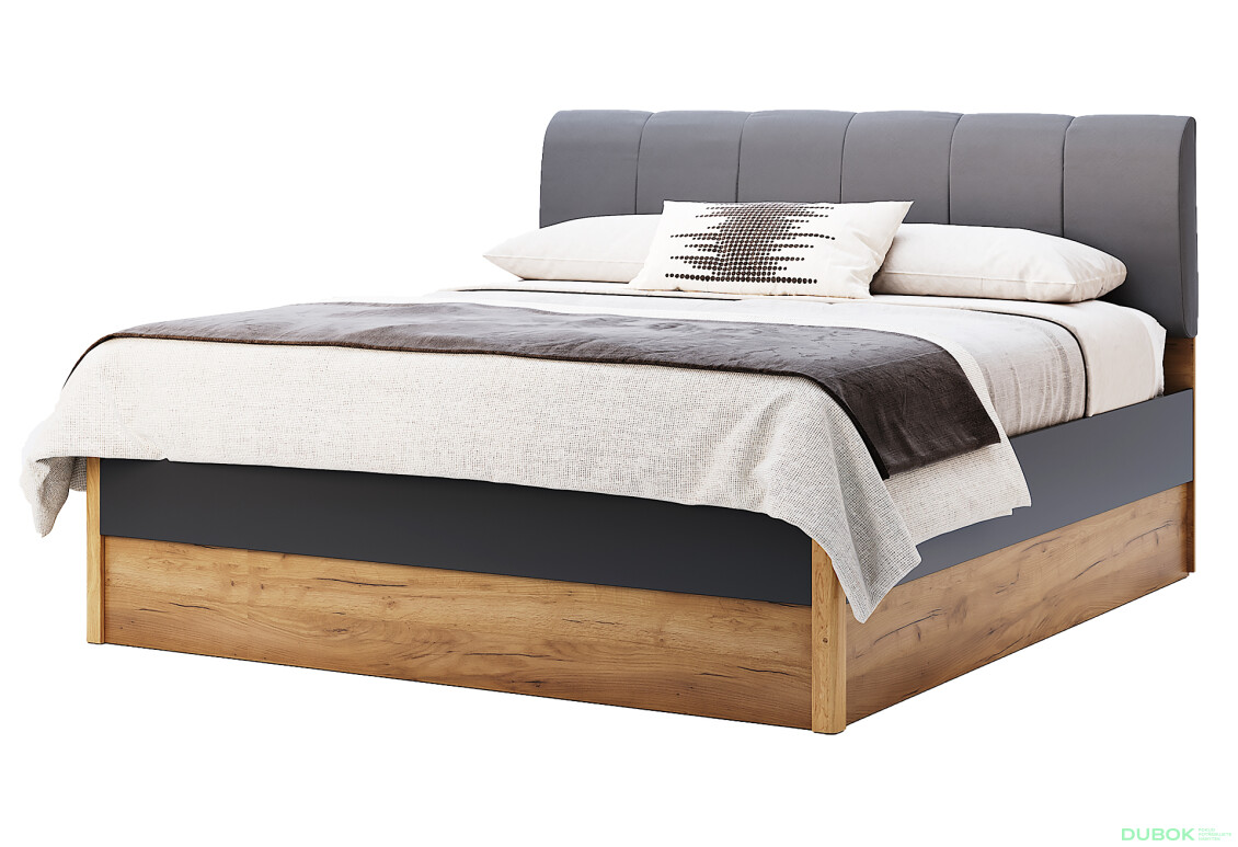 Postel 1.8 měkké čelo s šuplíky, bez rámu dub kraft / Lava Ramona