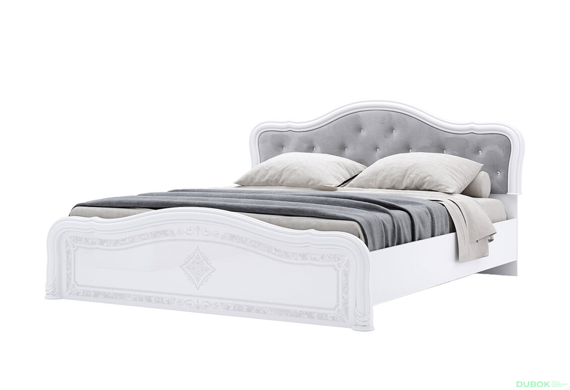 Postel 180 Lux bez roštu, bílý lesk Luiza