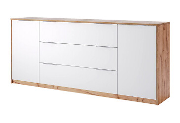Komoda 2 dveře 3 zásuvky 200 cm dub kraft / bílá Asti