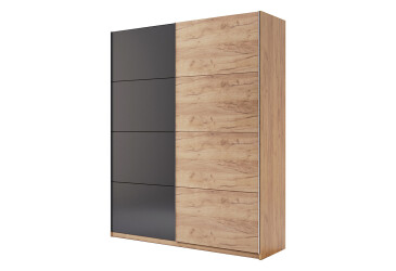 Skříň s posuvnými dveřmi 1.5x2.1m (Dveře Dub Kraft/Mat Láva), série N Luna