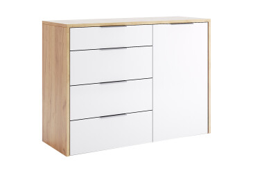 Komoda 1dv 4šx dub kraft / bílá Asti