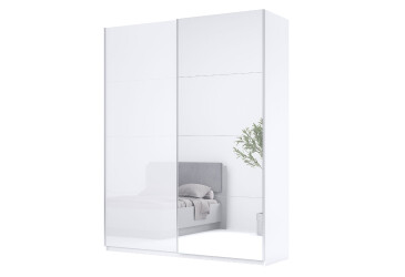 Skříň s posuvnými dveřmi 2,0x2,4m (Dveře Lesklé Bílé/Zrcadlo), série N