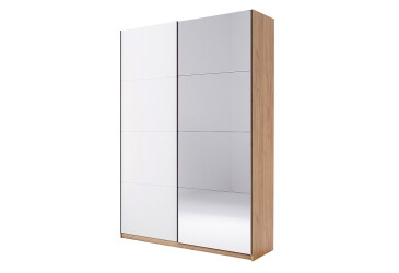 Skříň s posuvnými dveřmi 1.5x2.4m (Dveře Lesklé Bílé/Zrcadlo) série N Asti