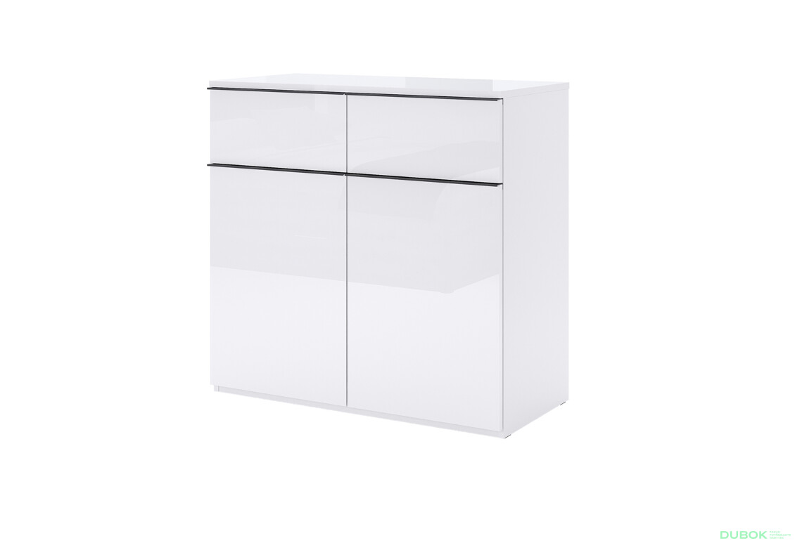 Komoda 2dv 2šx Bílý lesk Lucca