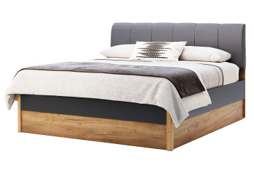 Postel 1.6 měkké čelo s šuplíky, bez rámu dub kraft / Lava Ramona