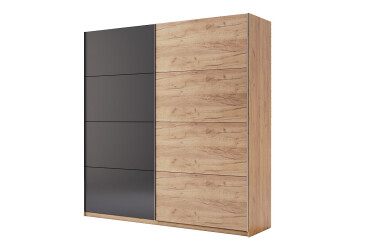 Skříň s posuvnými dveřmi 2,0x2,1m (Dveře Dub Kraft/Mat Láva), série N Luna